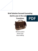 Brief Solution Focused Counseling and Its Uses in The Subject of Transitions