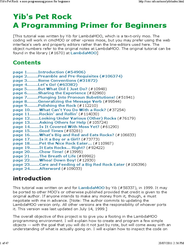 LambdaMOO Programming Guide for Beginners | PDF | Language Mechanics ...