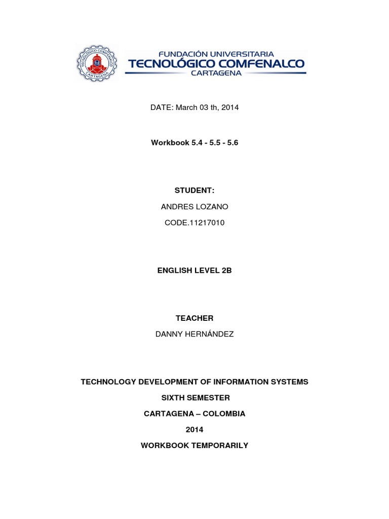 English Level 2B Workbook 5.4-5.6 | PDF