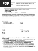 Critérios Específicos de Classificação TAE 1 BIO12A