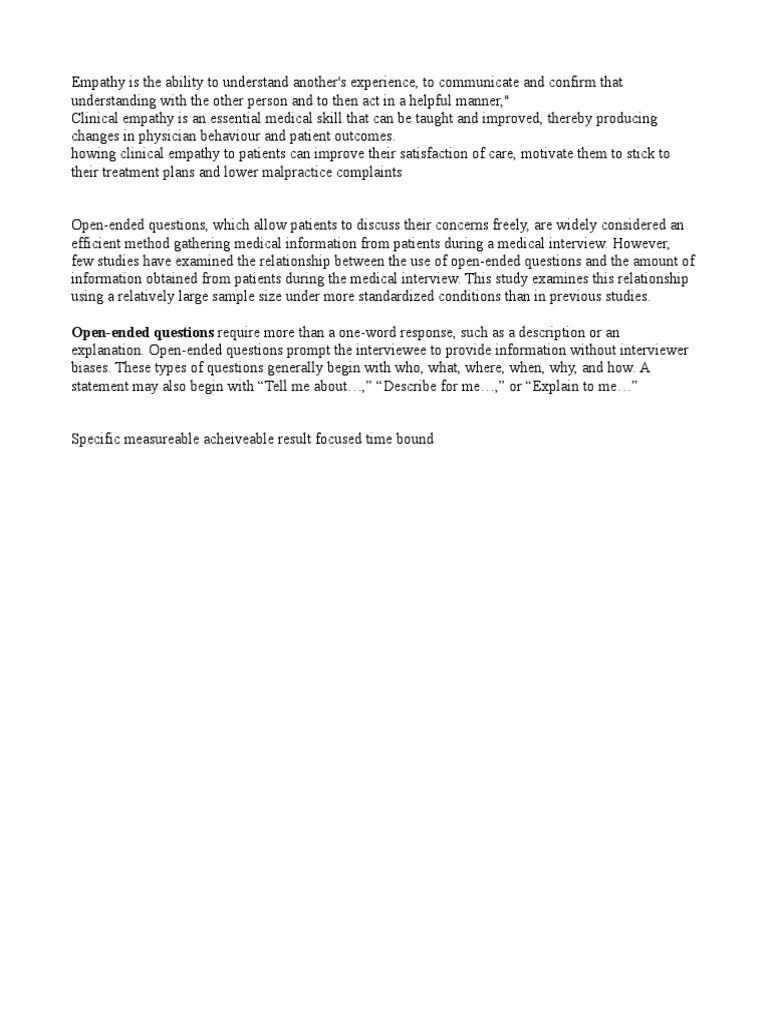 Impact of Open-Ended Questions in Healthcare | PDF