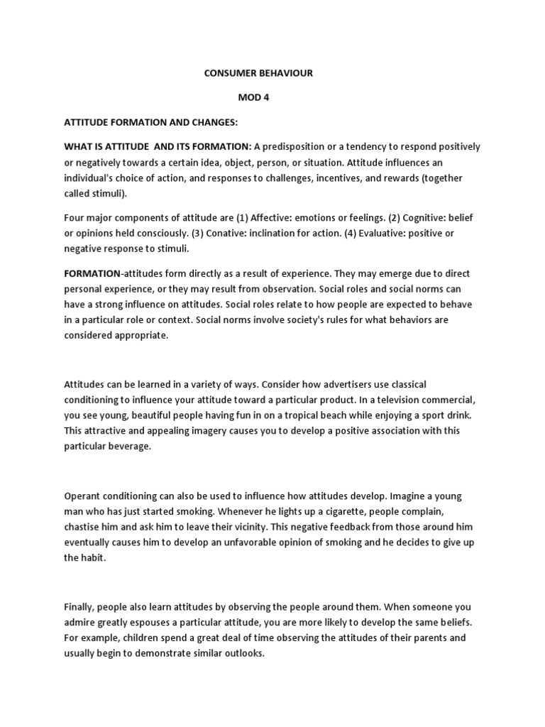Attitude Formation in Consumer Behavior | PDF | Attitude (Psychology ...