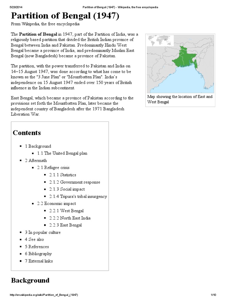 Bengal Partition: Historical Impact | PDF | Partition Of India | South Asia