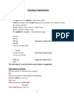 Listening Comprehension Negative Forms: Agreement With Positive Statements