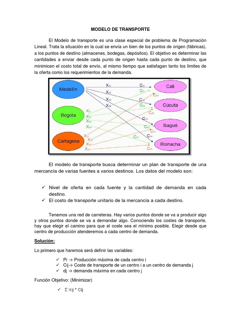 Investigacion de Operaciones TRANSPORTE Y REDES | PDF | Matriz  (Matemáticas) | Programación lineal