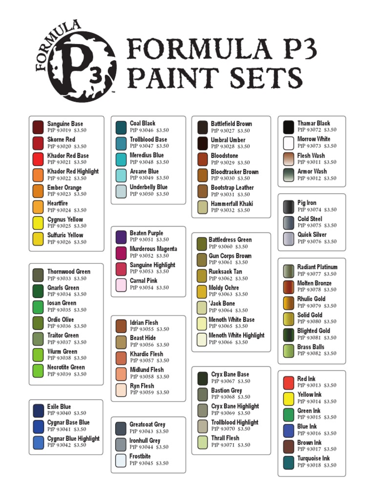 P3 Paints Color Chart and Pricing | PDF | Cooking, Food & Wine | Poetry