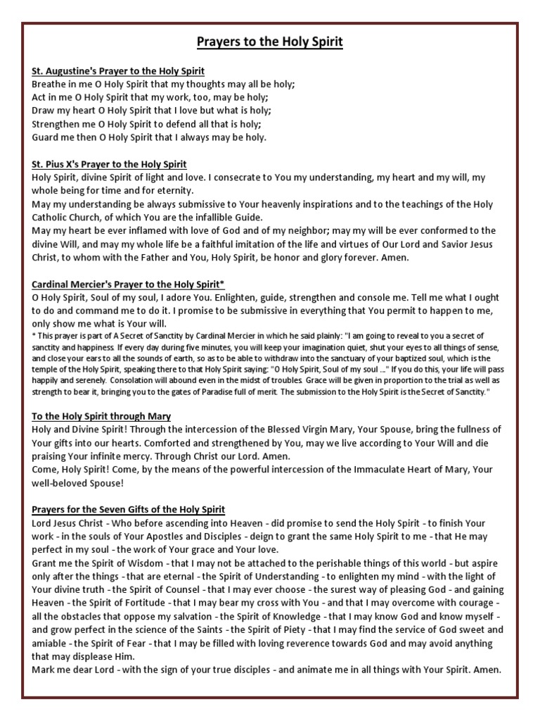 Prayers To The Holy Spirit | Download Free PDF | Sacred | Grace In ...