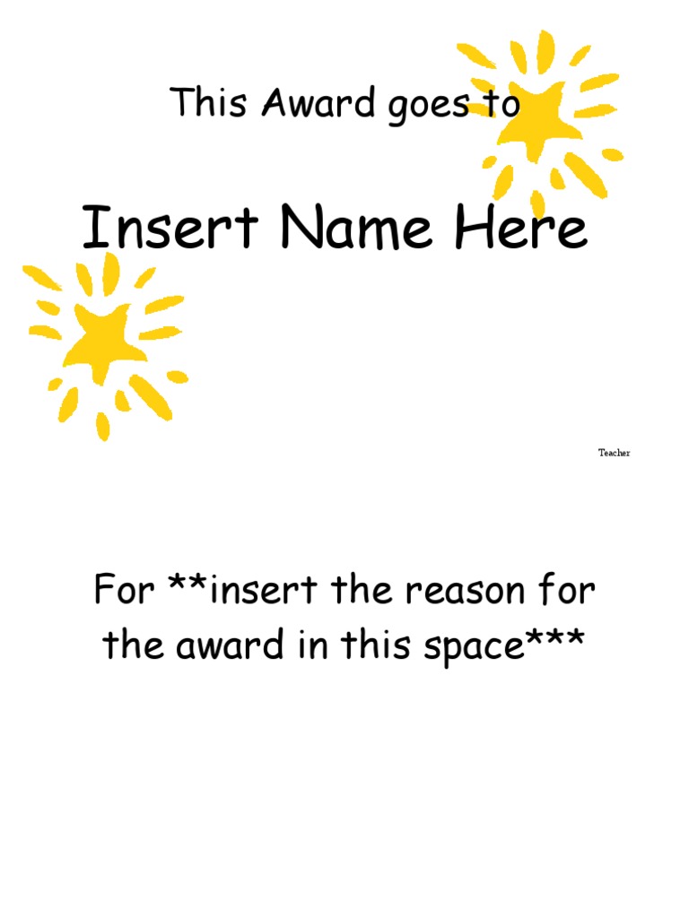 This Award Goes To: Insert Name Here | PDF