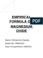 EMPIRICAL FORMULA OF MAGNESIUM OXIDE
