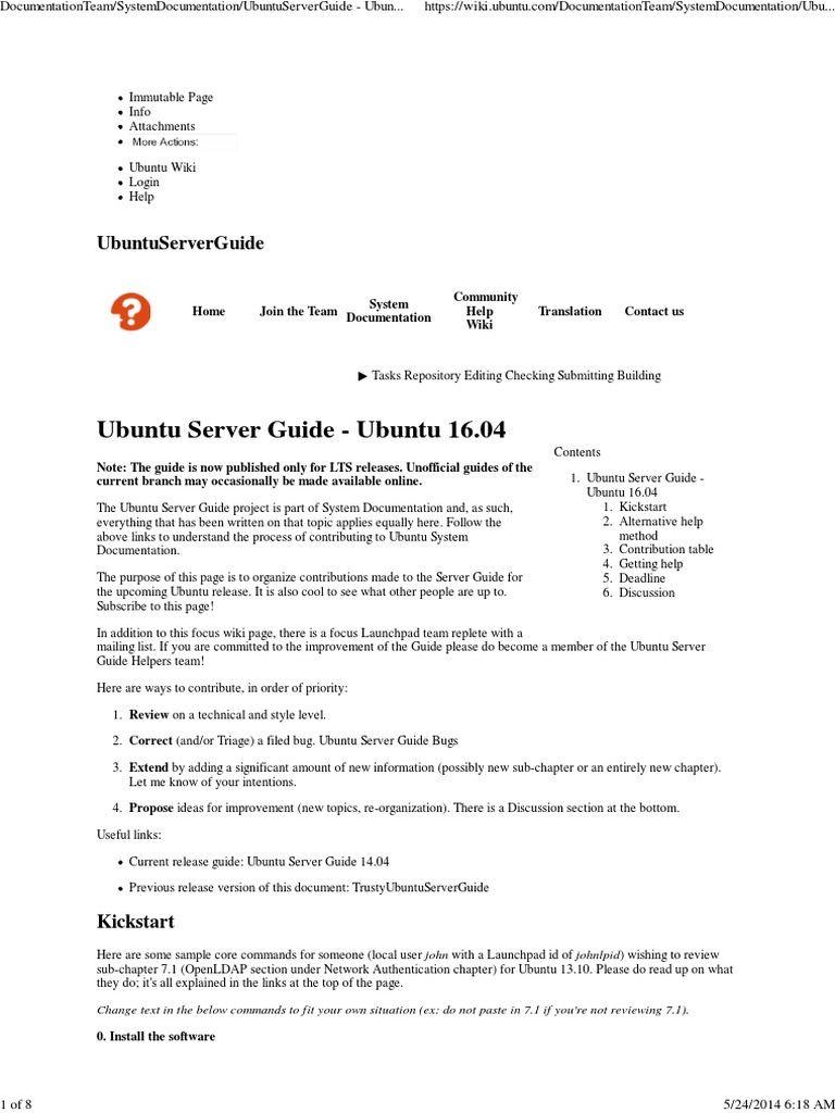 DocumentationTeam - SystemDocumentation - UbuntuServerGuide - Ubuntu ...