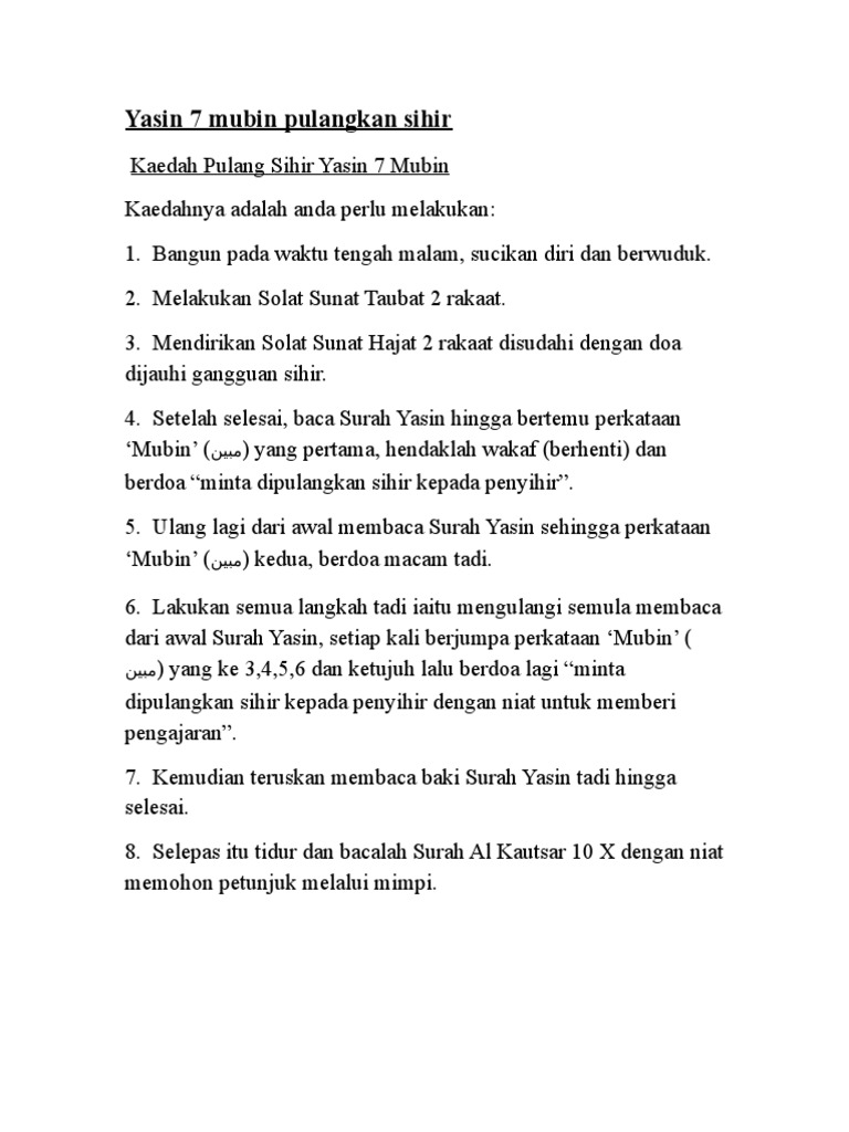 Yasin 7 Mubin Pulangkan Sihir