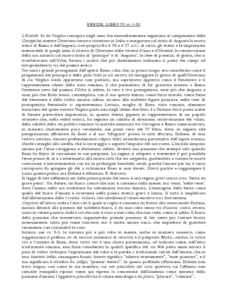 Eneide Libro 4 Traduzione E Analisi