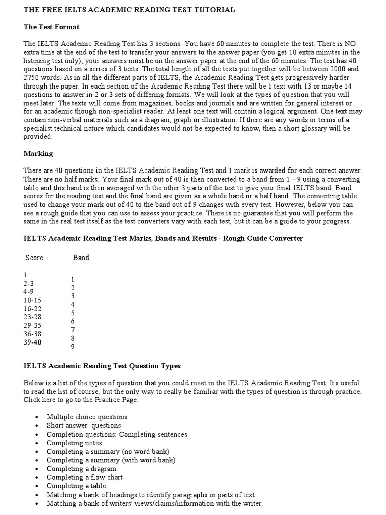 Ielts Academic Reading Test Tutorial Pdf International English