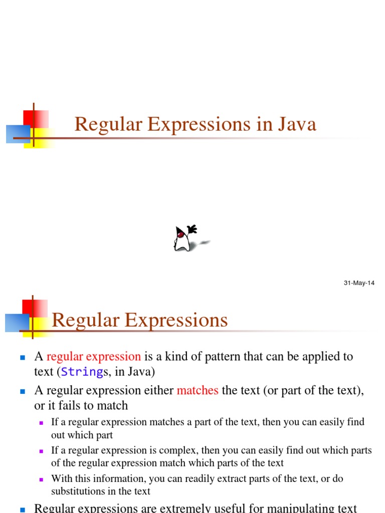 Regular Expressions in Java PDF Regular Expression String