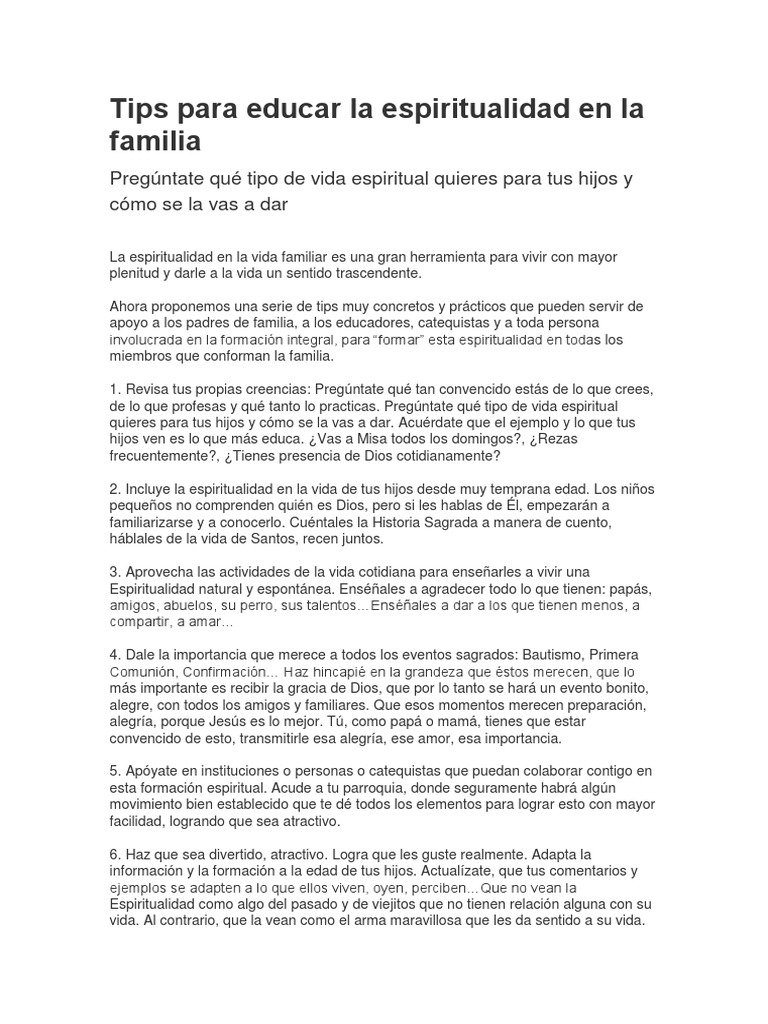 Guía para Educar la Espiritualidad Familiar | PDF | Jesús | Religión y ...