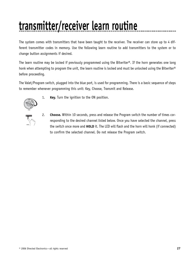 Viper 7641R Keyfob Programming Instructions | Electronic Engineering