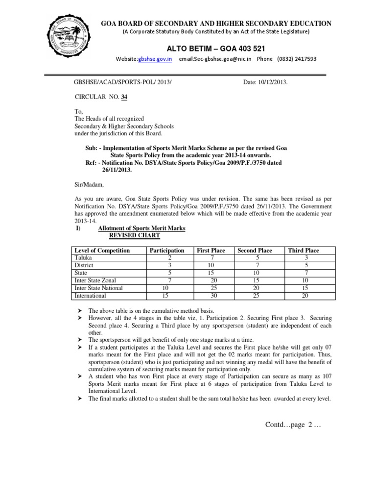 Alto betim goa 403 521 goa board of secondary and higher secondary