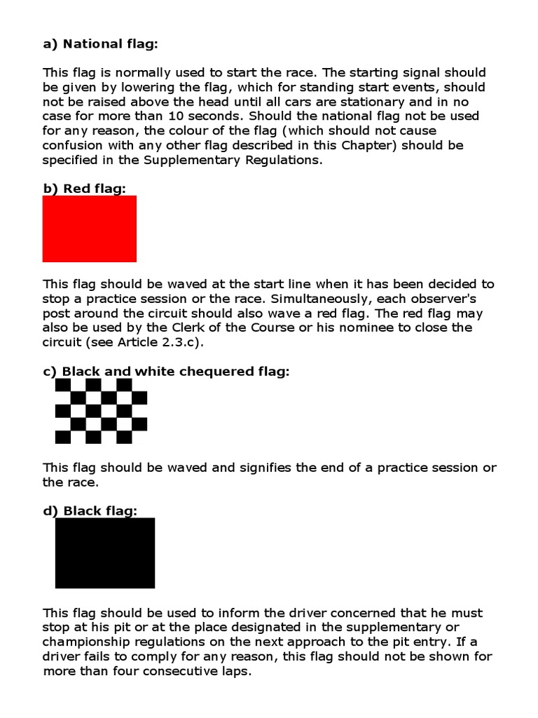 Karting Flag Signals Explained | PDF | Fédération Internationale De L ...