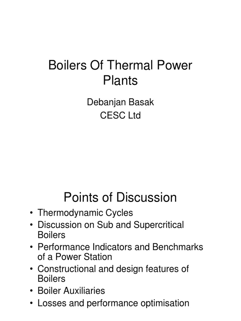 Boilers of Thermal Power Plants PDF Entropy Boiler