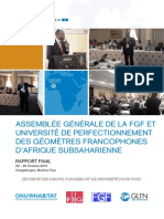 Assemblée Générale de La FGF Et Université de Perfectionnement Des Géomètres Francophones D'afrique Subsaharienne