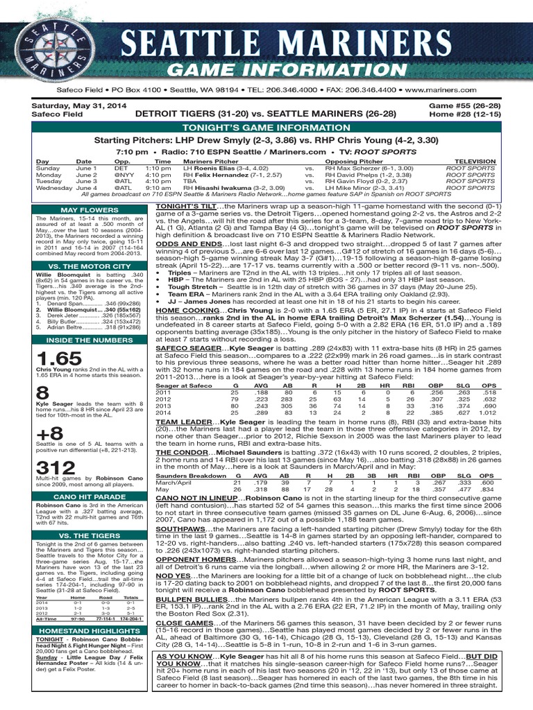 05.31.14 Game Notes | PDF | Home Run | Detroit Tigers