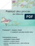 Translation As A Process (Ján Vilikovský) in Slovak - Preklad Ako Proces