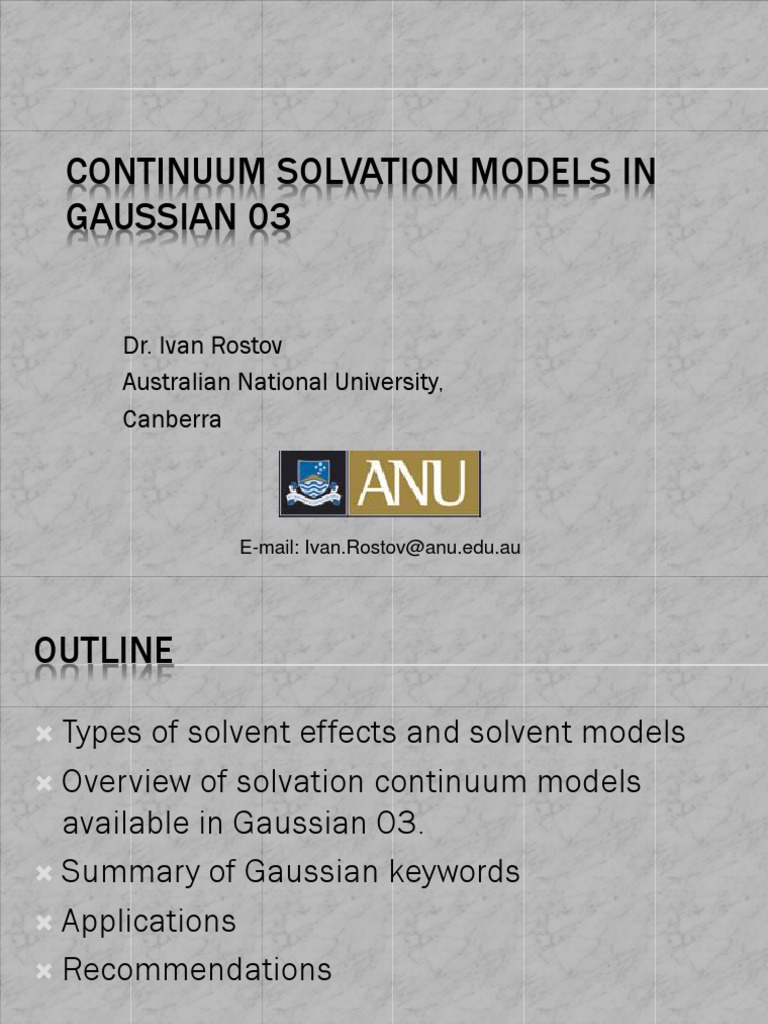 Gaussian 03 Continuum Solvation Models | PDF | Solvation | Molecules