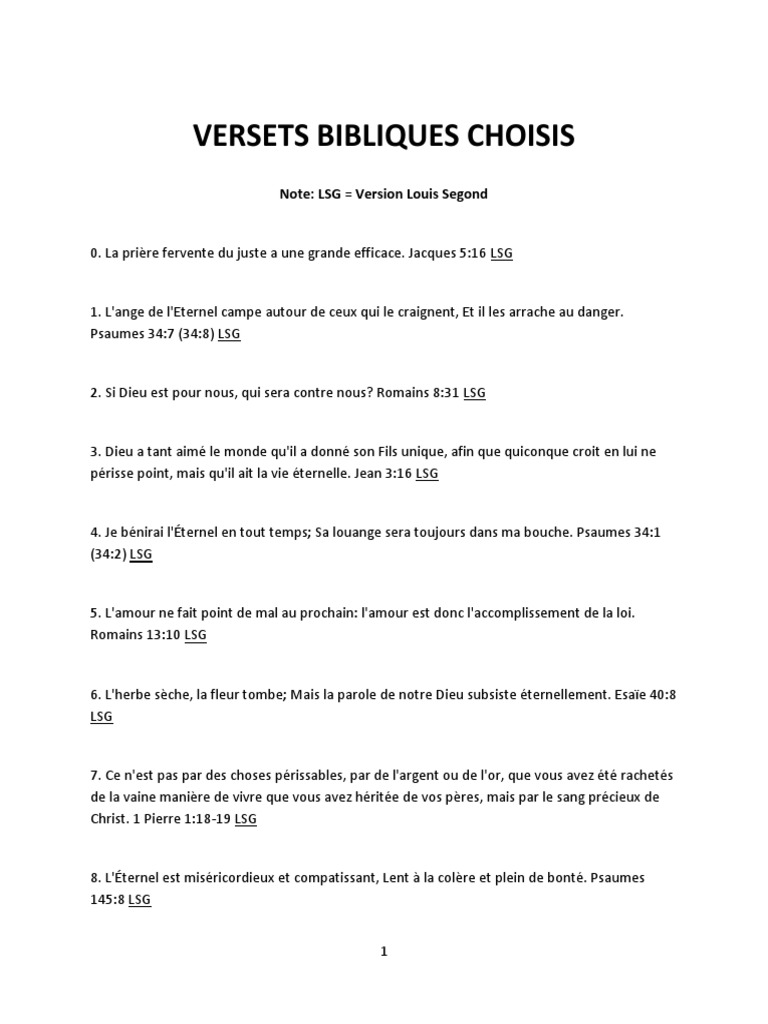 Versets Bibliques Choisis Pdf Jesus Dieu