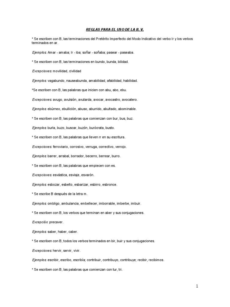 Reglas del uso de la B y V | PDF | Estilo (ficción) | Gramática