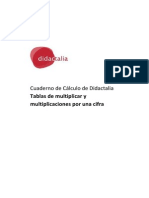 Cuaderno de Tablas de Multiplicar y Multiplicaciones Por Una Cifra