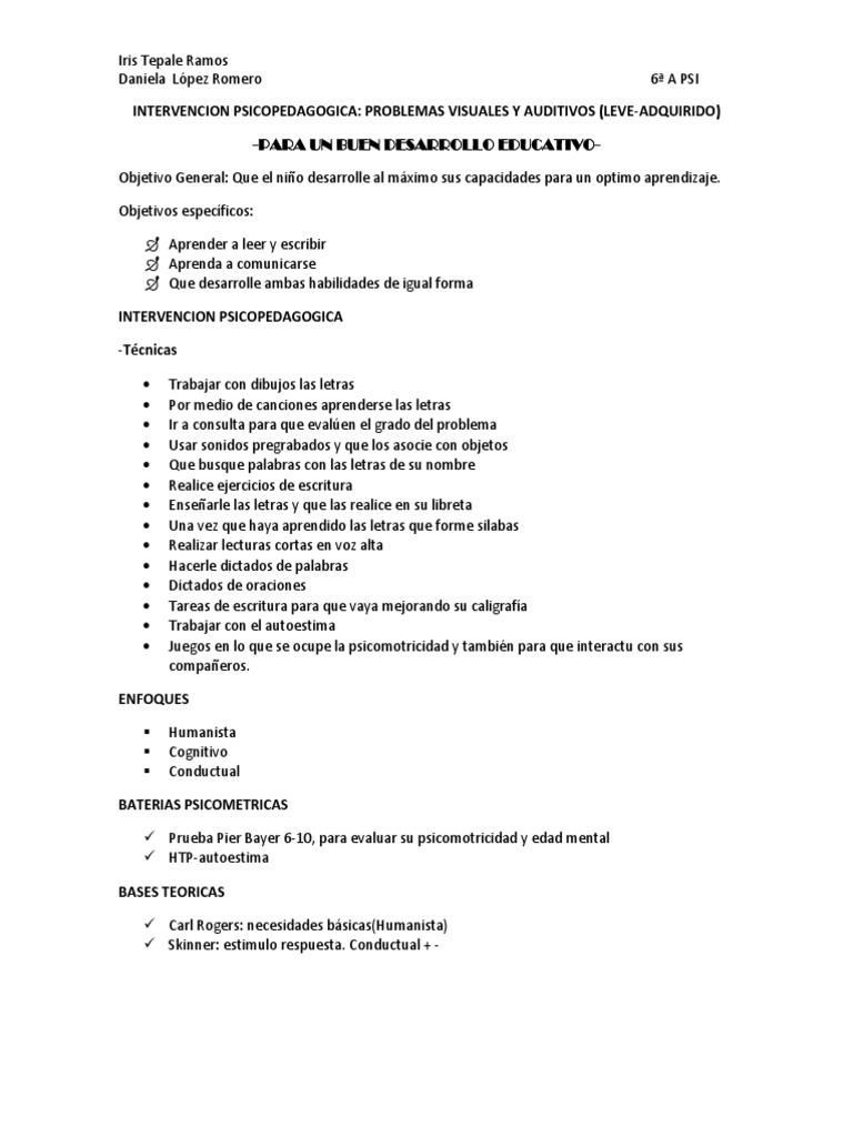 Intervencion Psicopedagogica | PDF | Aprendizaje | Ciencia cognitiva