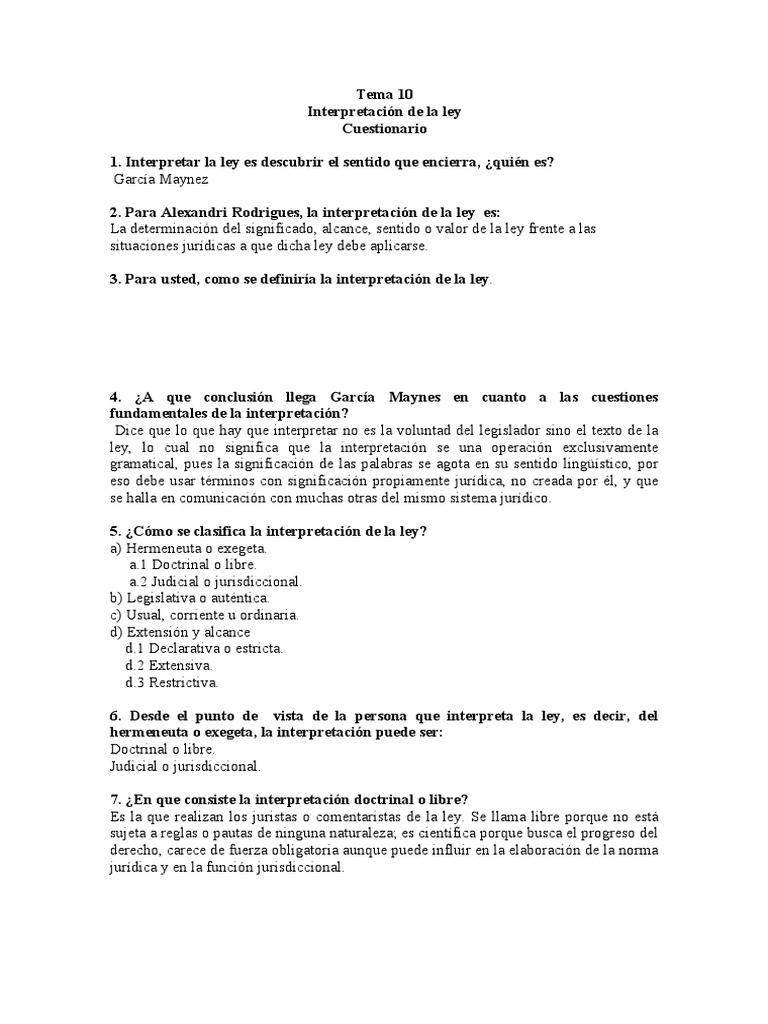 Interpretación de la Ley: Métodos y Elementos | PDF | Juez | Ley ...