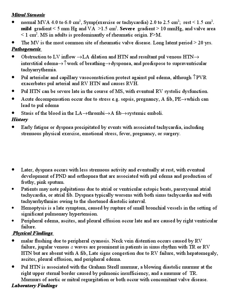 Mitral Stenosis: Diagnosis and Management | PDF | Hypertension | Heart ...