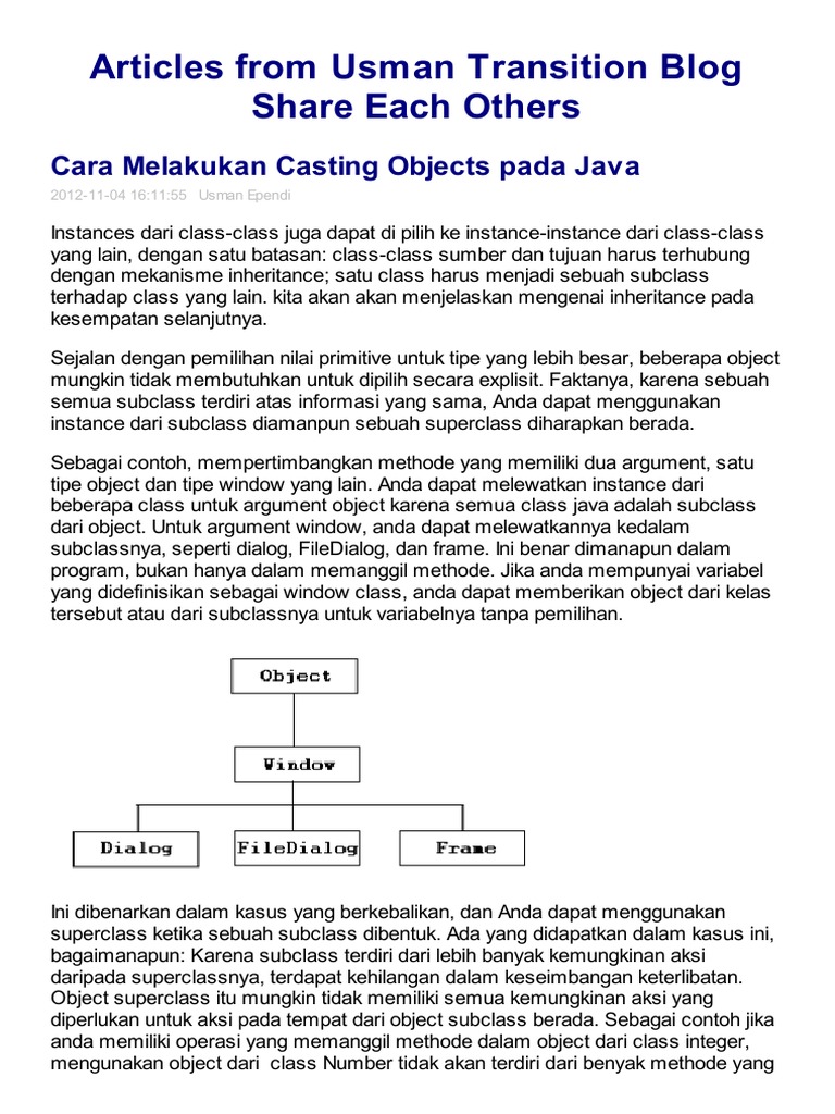 Cara Melakukan Casting Objects Pada Java | PDF | Komputer