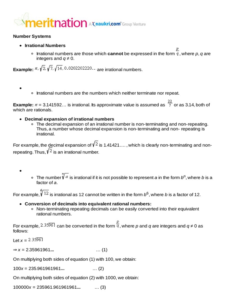 Number Systems | PDF