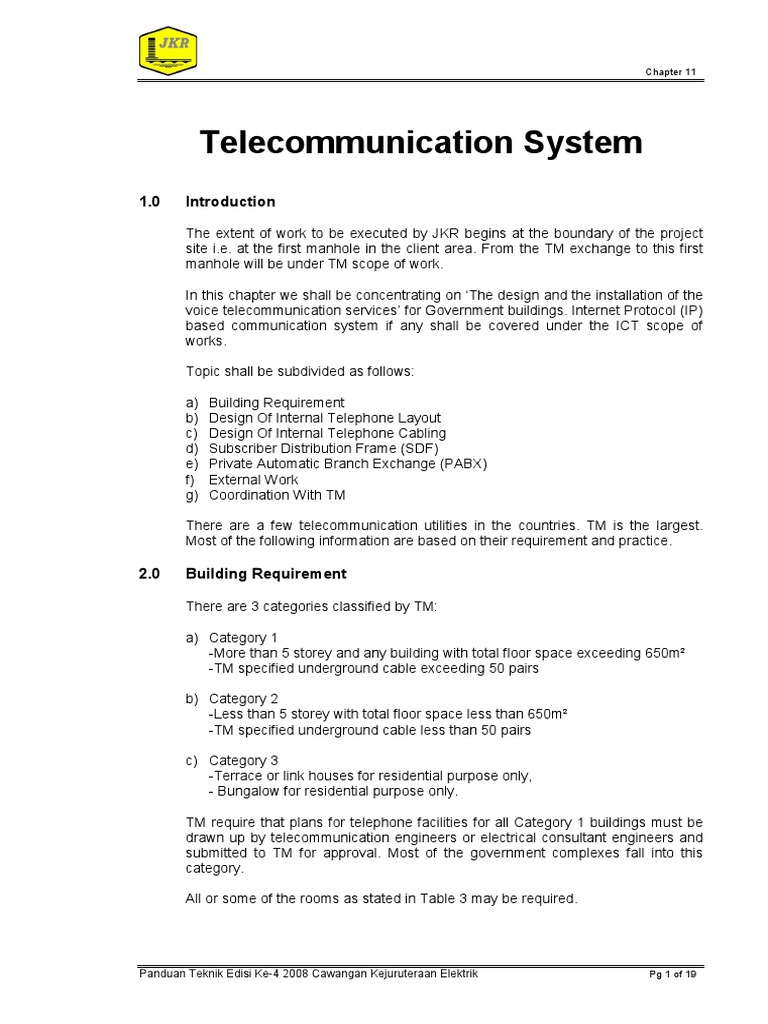 JKR Telecommunication System Guidelines | PDF | Telecommunication ...