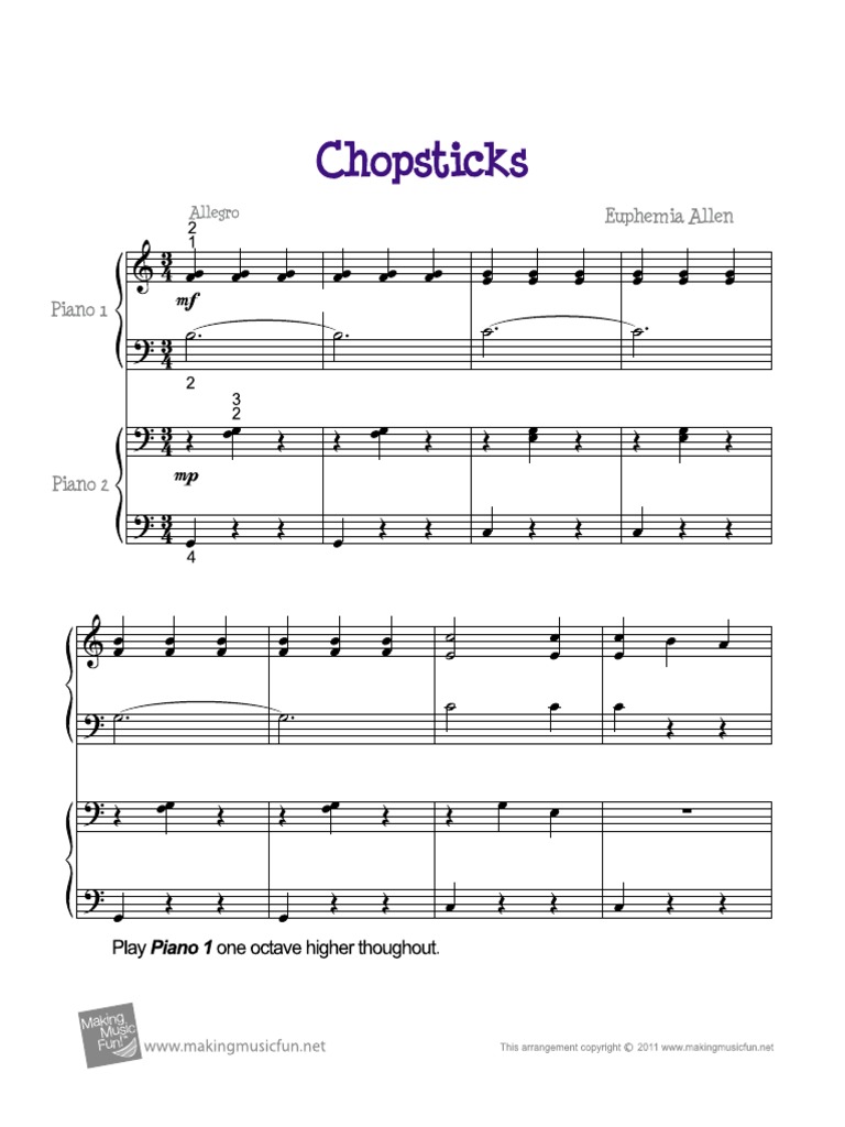 Chopsticks Piano Duet | PDF