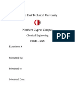 Middle East Technical University: Chemical Engineering Chme - XXX Experiment