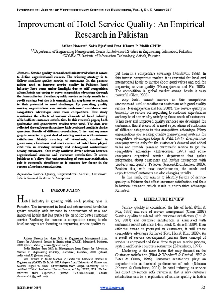 research paper on hotel service quality