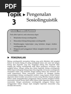 Topik 3 Pengenalan Sosiolinguistik Pdf