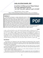 The Antimicrobial activity of Allium porrum Water Extract against some pathogenic bacteria ةيضرملا ايرتكبلا ضعب دض ثاركلا تابنل يئاملا صلختسملل ةيويحلا دض ةيلاعفلا