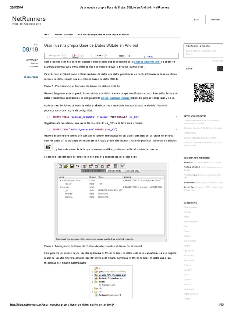 Usar Nuestra Propia Base de Datos SQLite en Android - NetRunners | PDF ...