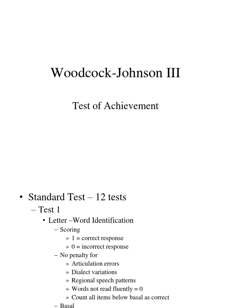 woodcockjohnson iii example Test (Assessment) Linguistics