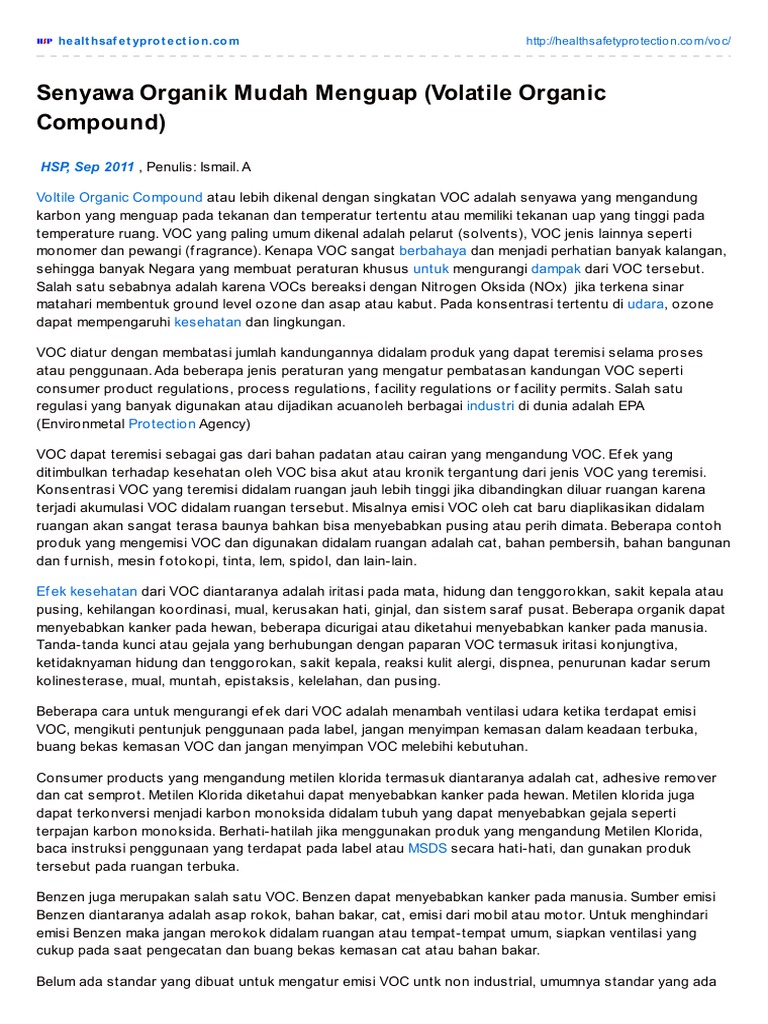 Healthsafetyprotection.com-Senyawa Organik Mudah Menguap  