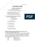 Form 4 test paper questions on daily routines