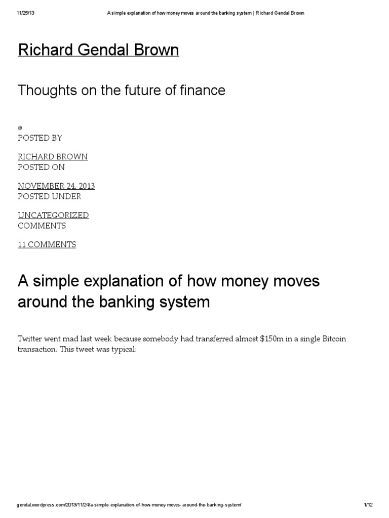 A Simple Explanation of How Money Moves Around The Banking System ...