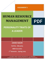 Semester 2 Assgn. 2 Personality Traits of A Leader