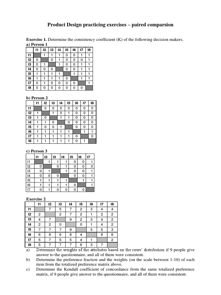 Product Design Decision-Making Exercises | PDF | Matrix (Mathematics ...