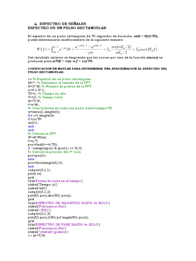Espectro de Pulso Rectangular | PDF | Conceptos matemáticos | Objetos ...