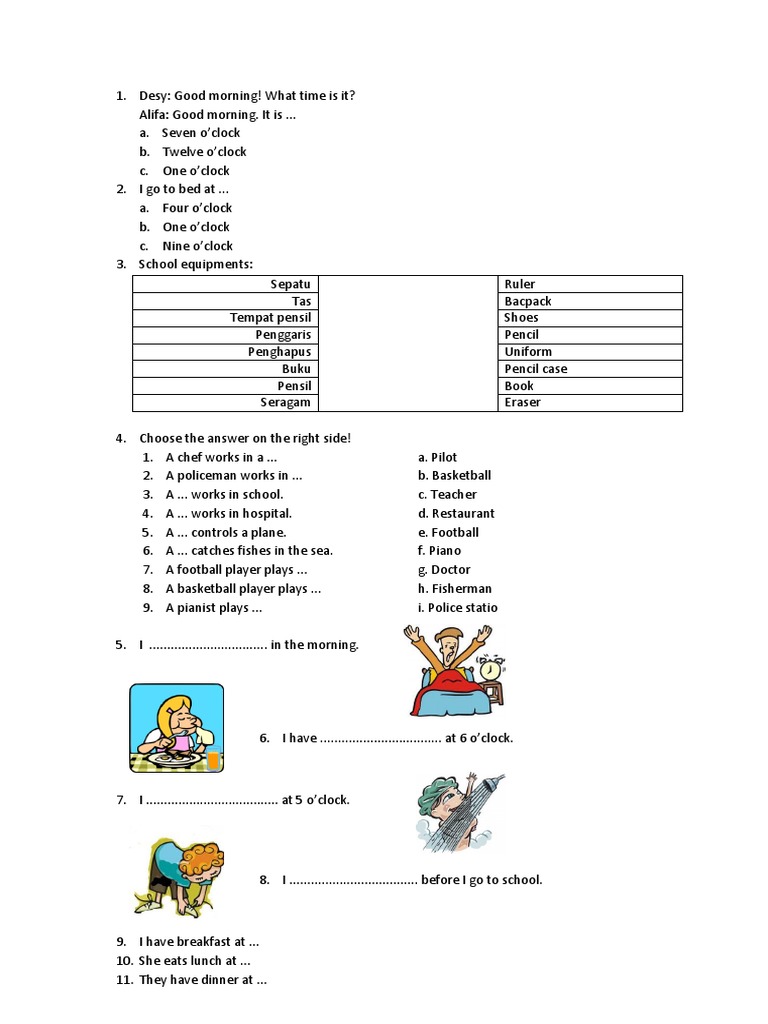 Soal Bahasa Inggris Sd Kelas 2 Bergambar - BangSoal